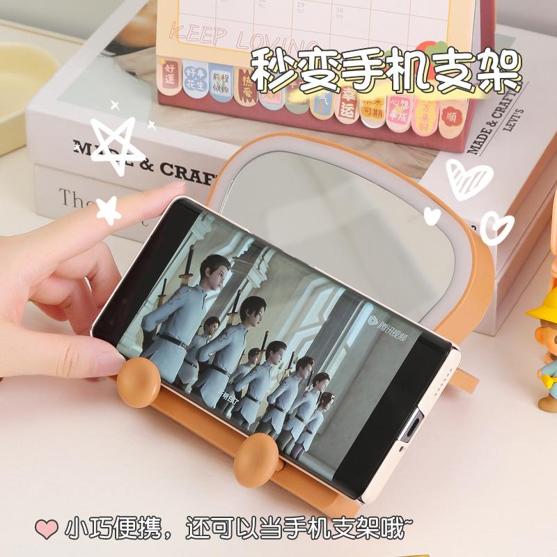 led make-up mirror internet celebrity toast bread with light dressing mirror dormitory home hanging portable beauty mirror Application Scenario