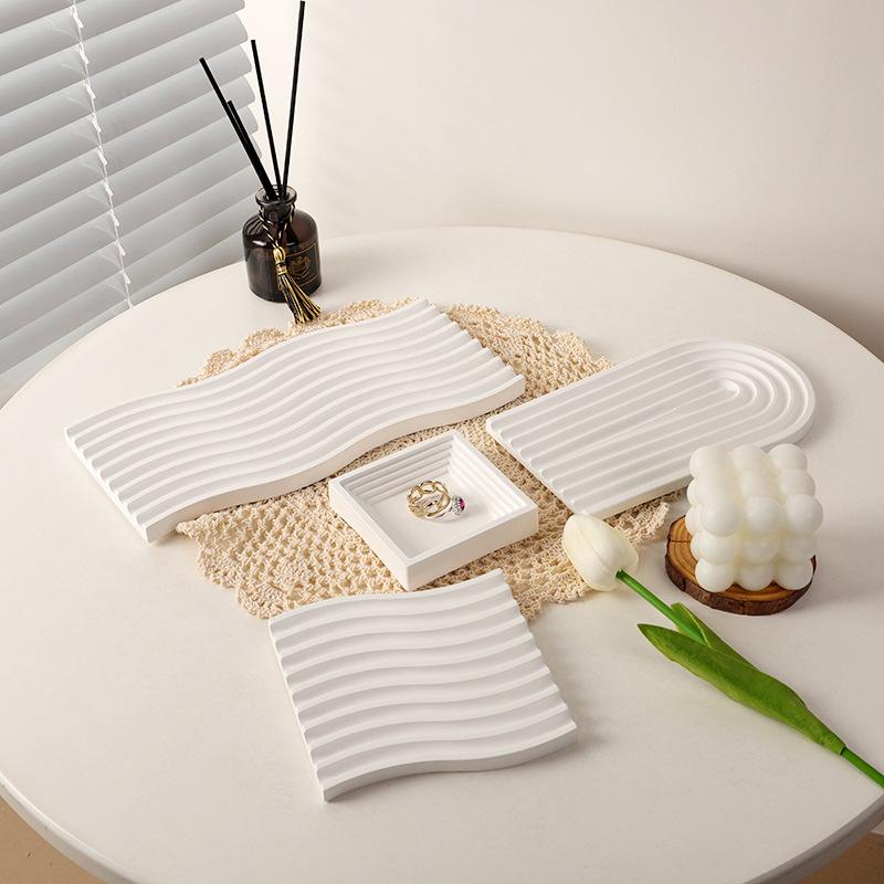 ins plaster jewelry storage tray modern simple dining table food photography props photography shooting decoration background full figure