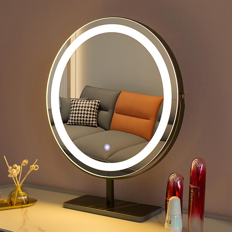 a0x0x modern simple makeup mirror desktop led with light rotatable bedroom smart light luxury dressing mirror Specification drawing