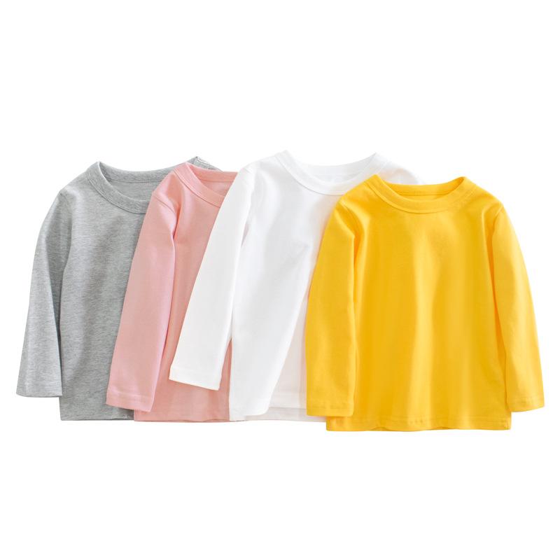 27kids brand children's clothing autumn 2024 boy's long-sleeved t-shirt solid color advertising shirt children's clothes a substitute full figure