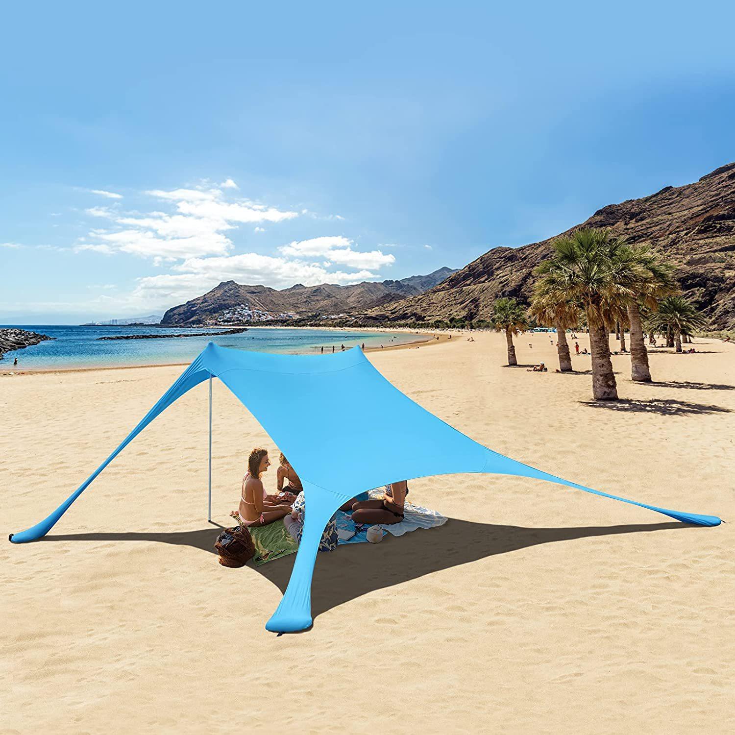 beach canopy elastic canopy beach tent sunshade uv protection camping outdoor factory straight hair in stock portable Specification drawing
