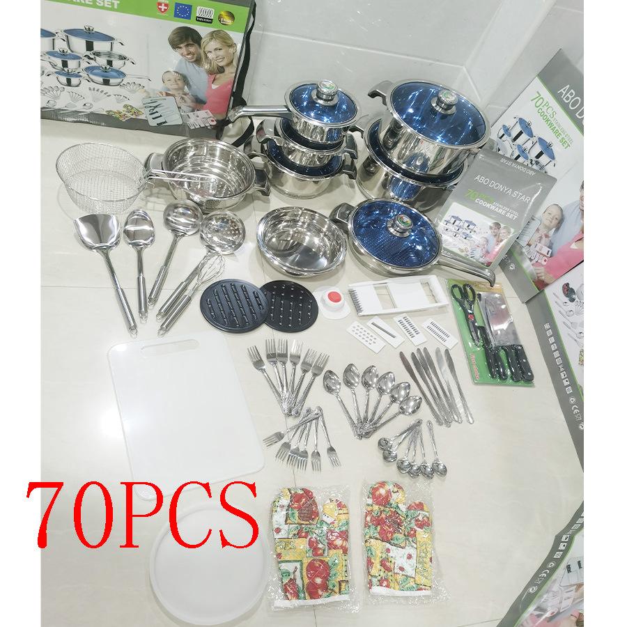export cross-border stainless steel pot jinmeiqi funite stainless steel cookware 120pcs cookware