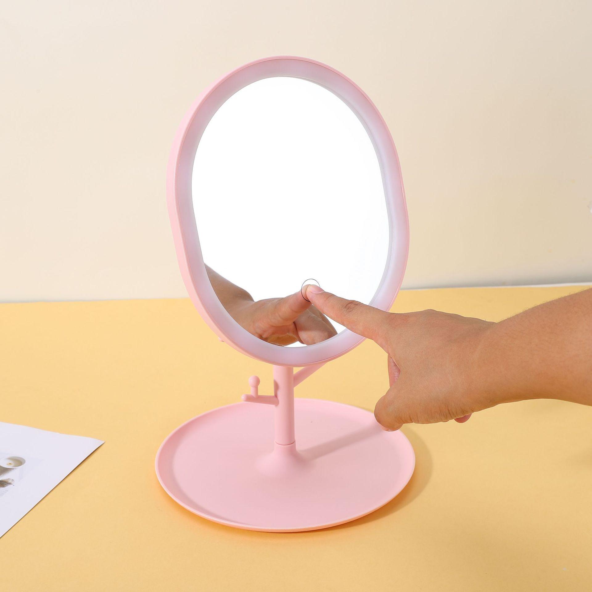 led oval led make-up mirror internet celebrity beauty dressing mirror usb charging desktop smart fill light mirror gift with light Application Scenario