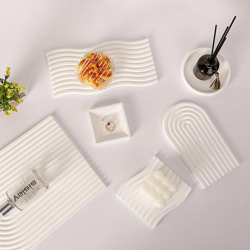 ins plaster jewelry storage tray modern simple dining table food photography props photography shooting decoration background Specification drawing