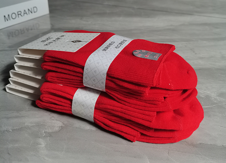 中年老年人红色袜子男女本命年秋冬季新年袜子松口袜胖脚袜老人不勒脚中厚详情2