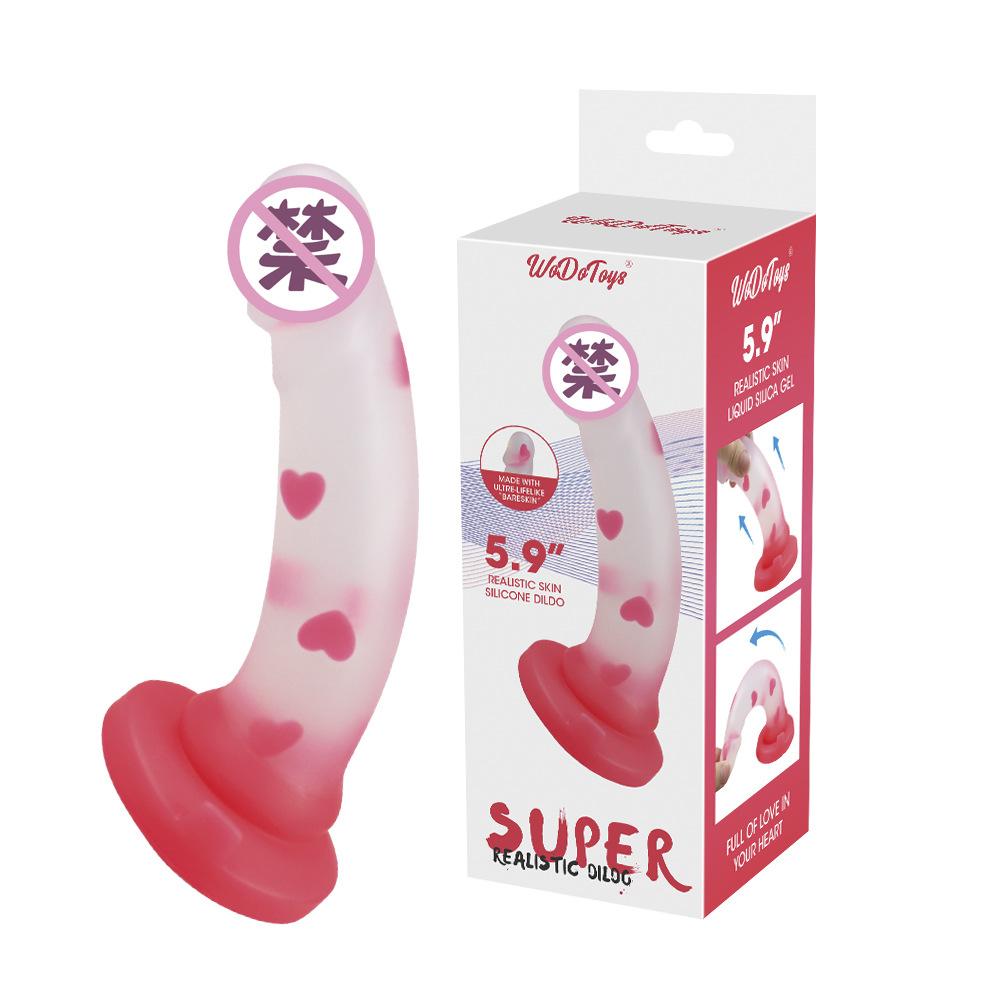 silicone dildo jelly love heart luminous egg-free simulation penis sex product dildos thumbnail