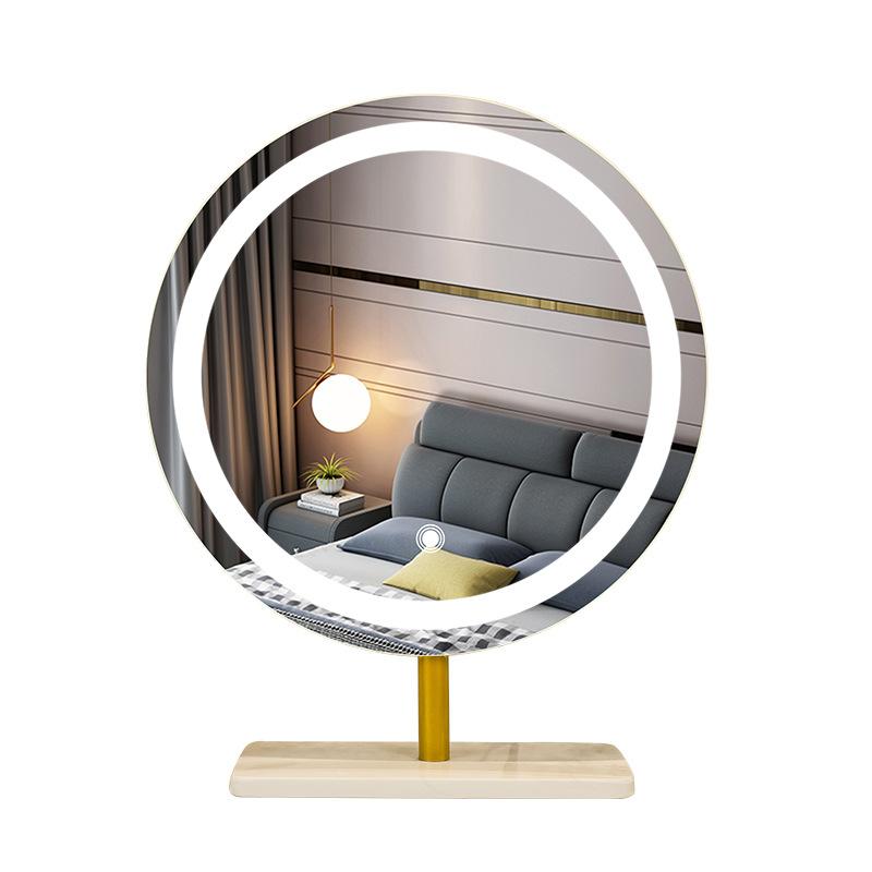 a0x0x modern simple makeup mirror desktop led with light rotatable bedroom smart light luxury dressing mirror Item Picture