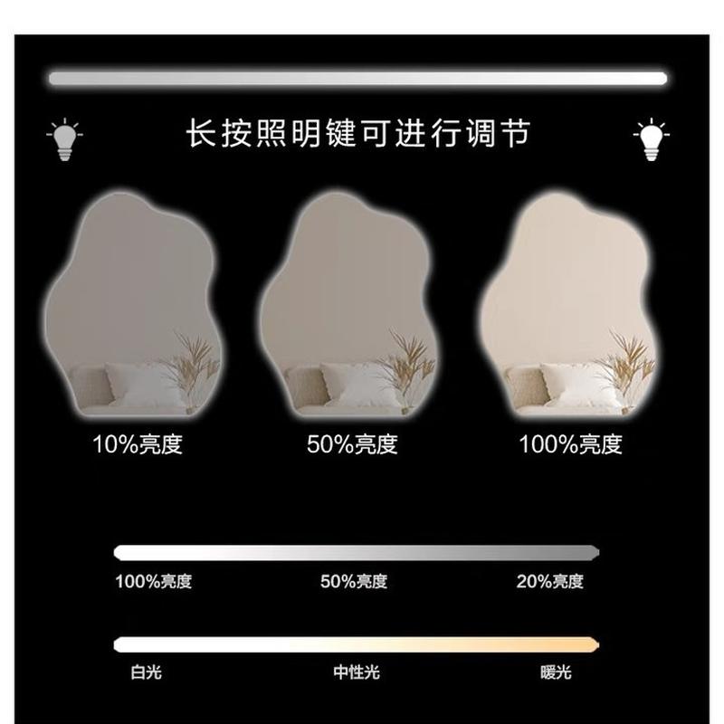 cloud smart led make-up mirror wall-mounted bedroom dressing table mirror wall-mounted light-emitting special-shaped dressing mirror Specification drawing