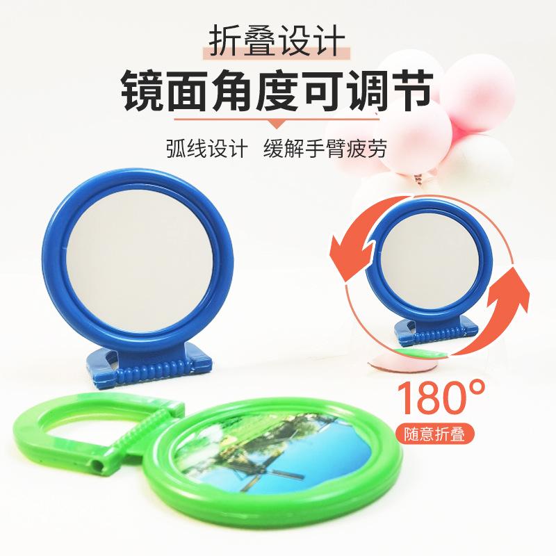 old-fashioned small seat mirror portable plastic makeup makeup small round mirror color retro dressing table export mirror Specification drawing