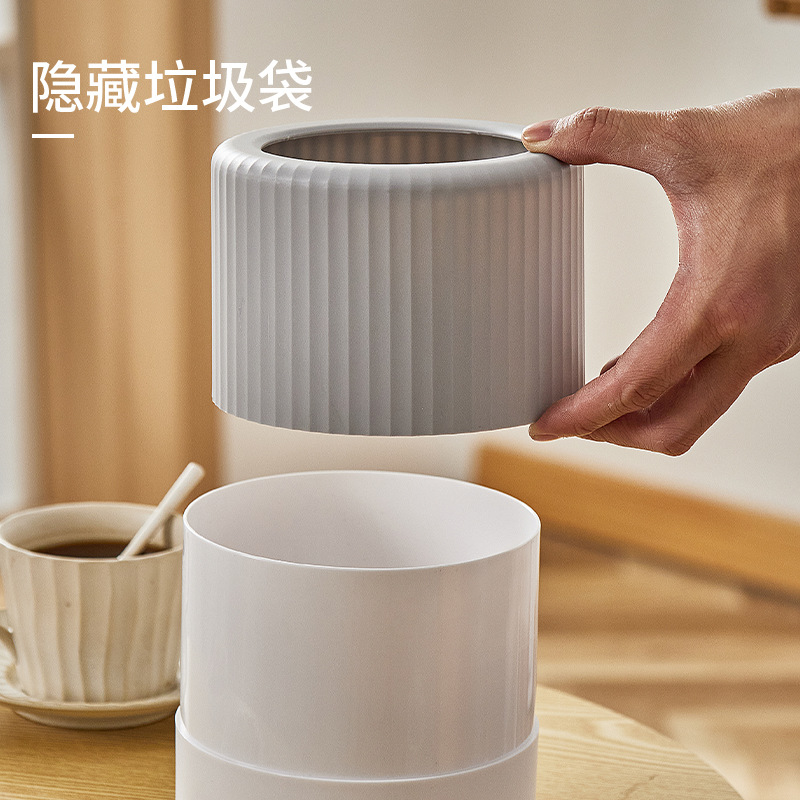 B39-DRC-0680 mini desktop trash can, round storage bucket, plastic living room bedside wastebasket details Picture