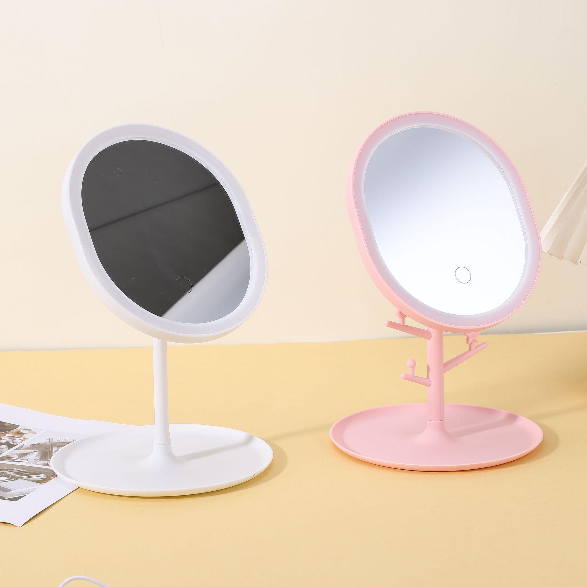 led oval led make-up mirror internet celebrity beauty dressing mirror usb charging desktop smart fill light mirror gift with light full figure