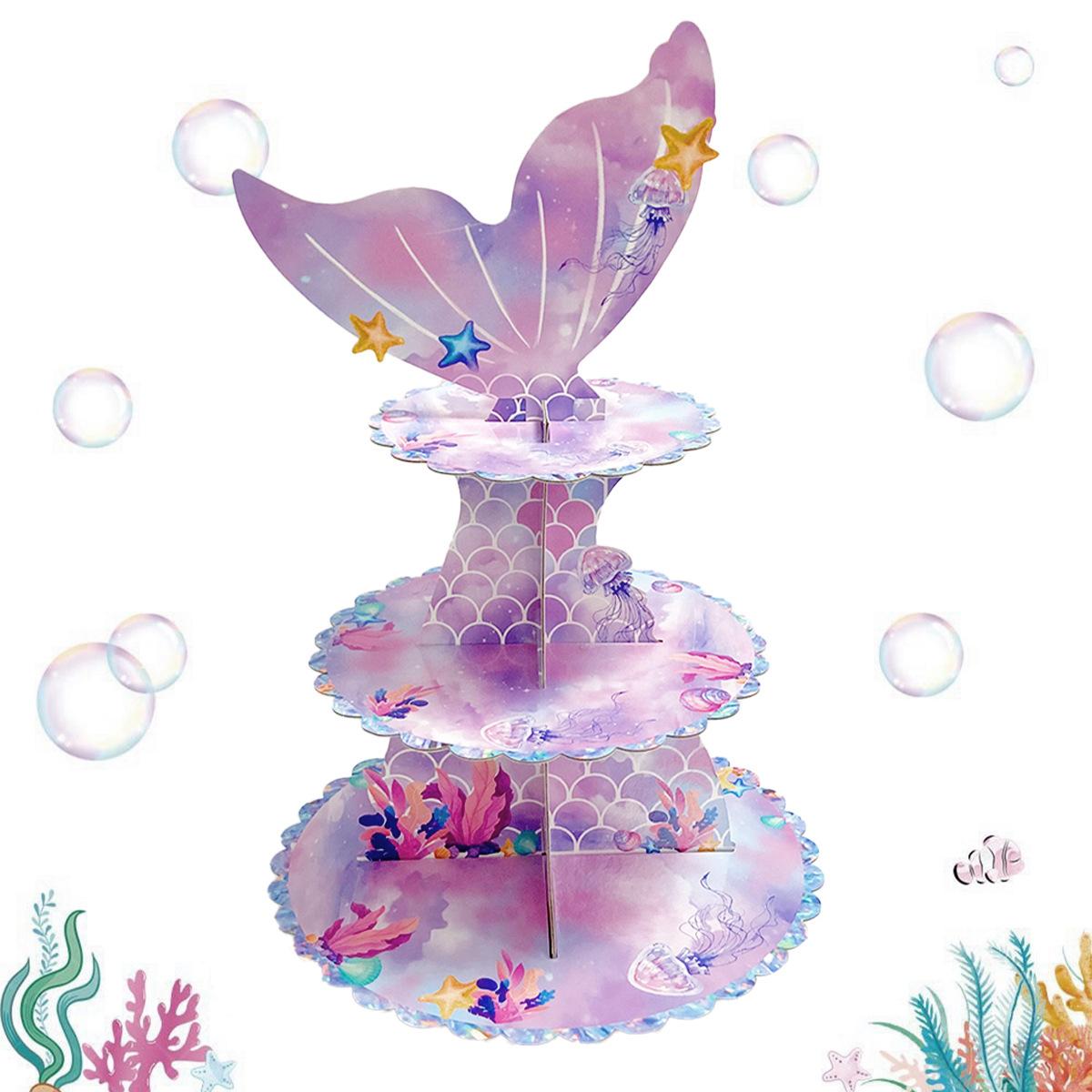 new mermaid fishtail cake stand three-layer cake stand birthday cake desserts table table decorations