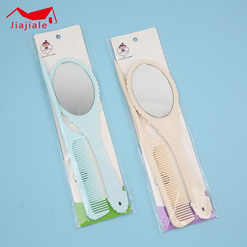 portable comb three-piece dressing disposable small mirror portable macron color hd mirror wholesale details Picture