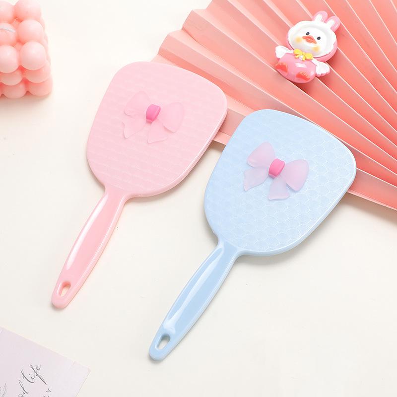 bow mirror wholesale square hand-held makeup mirror girls dressing beauty makeup portable handle small mirror details Picture