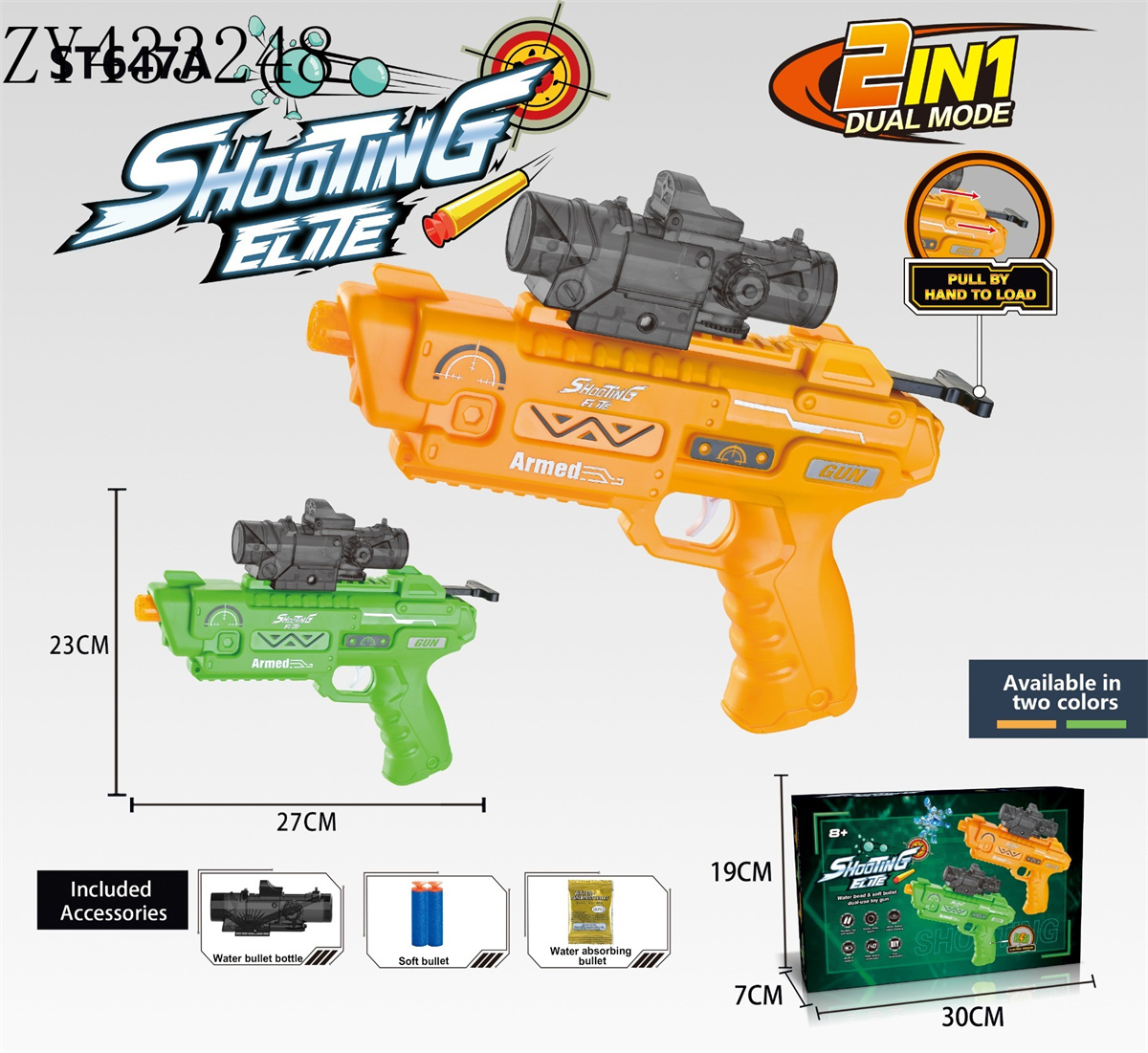 Outdoor boys' toy gun, model gun, children's toy water bullet gun, PlayerUnknown's Battlegrounds game model water bullet gun, hand gun type electric water bullet gun /" Hand gun type hand-pulled loaded water bullet gun"