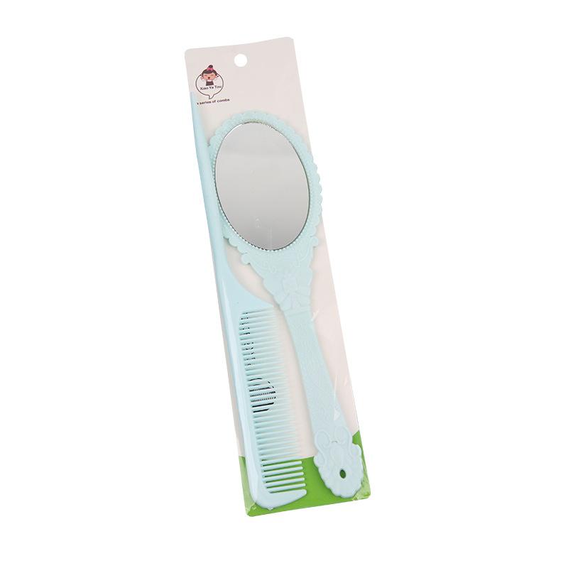 portable comb three-piece dressing disposable small mirror portable macron color hd mirror wholesale Item Picture