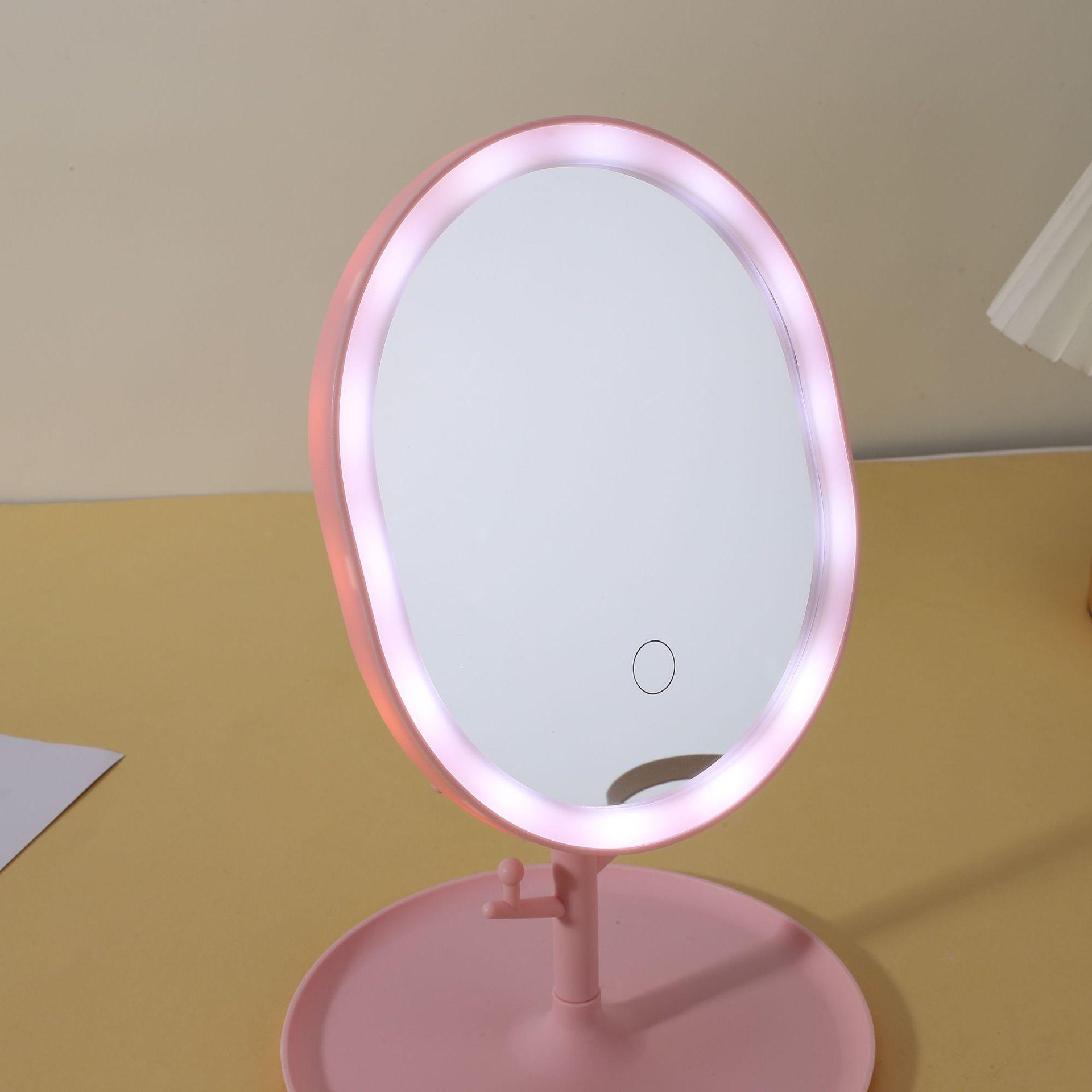 led oval led make-up mirror internet celebrity beauty dressing mirror usb charging desktop smart fill light mirror gift with light Specification drawing