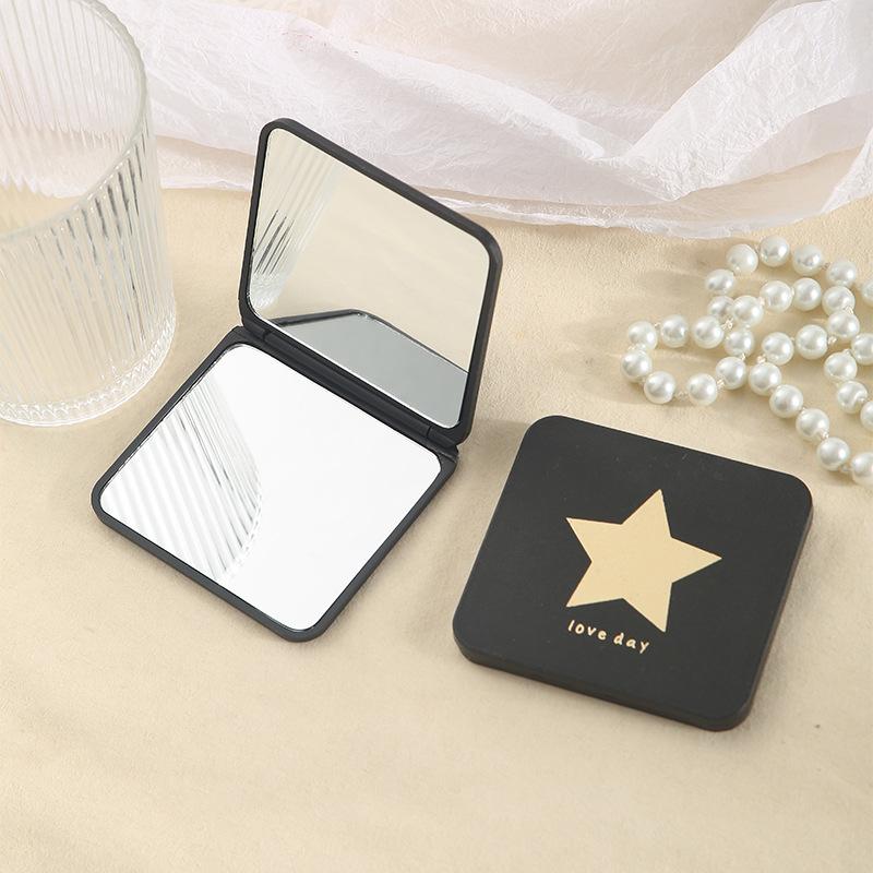black small mirror wholesale folding mini portable frosted dressing mirror pocket student double-sided cosmetic mirror Specification drawing