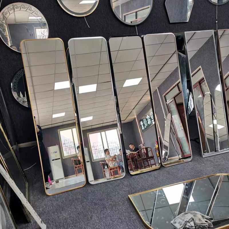 factory wholesale aluminum alloy covered mirror floor mirror bedroom wall dressing mirror hd full-length mirror full-length mirror details Picture