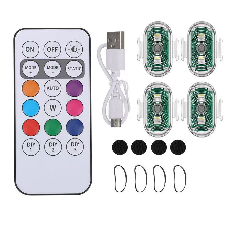 Navigation light, aircraft light, new motorcycle flashing light, LED remote control light, USB charging, kite light, warning light details Picture