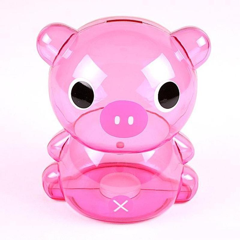 creative small sitting bear transparent piggy bank children cartoon plastic money box promotion opening gift wholesale full figure