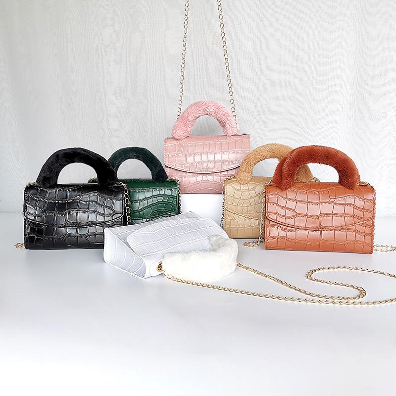 Plush Chain Bag 2022 Fashionable Handbag Cross-Border Wholesale Ladies Bag Crocodile Cross-Body Bag full figure
