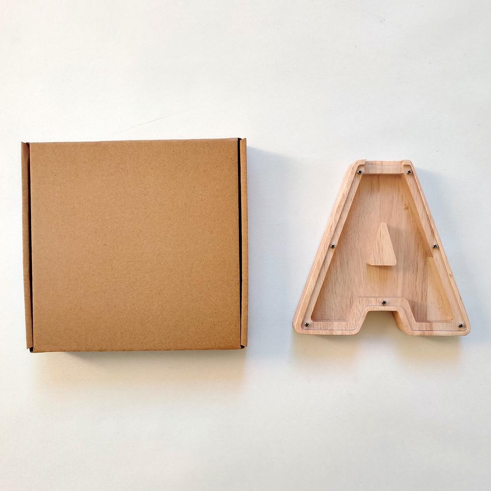 Cross-Border Ins Style Creative Home Piggy Bank Letter Decoration Simple Wooden Crafts Decorative Storage Tank Wholesale Specification drawing
