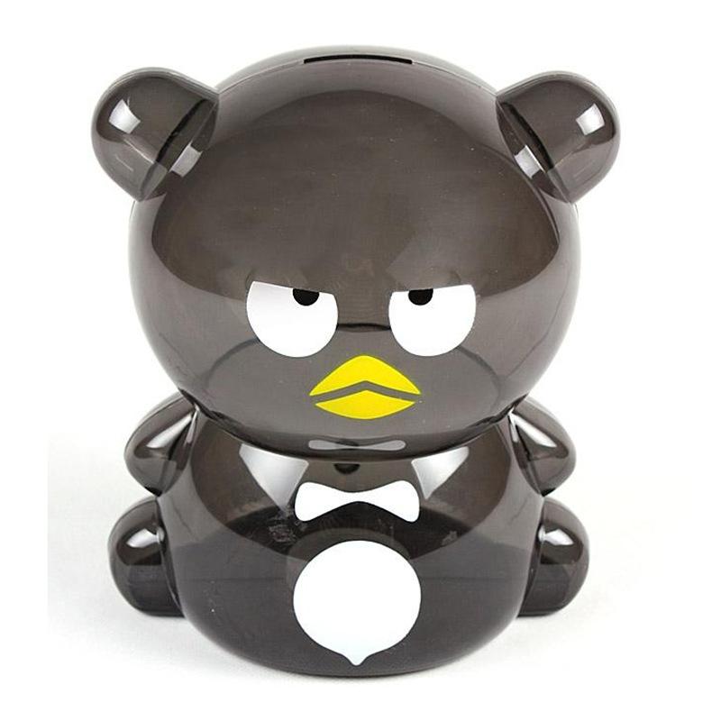 creative small sitting bear transparent piggy bank children cartoon plastic money box promotion opening gift wholesale Specification drawing