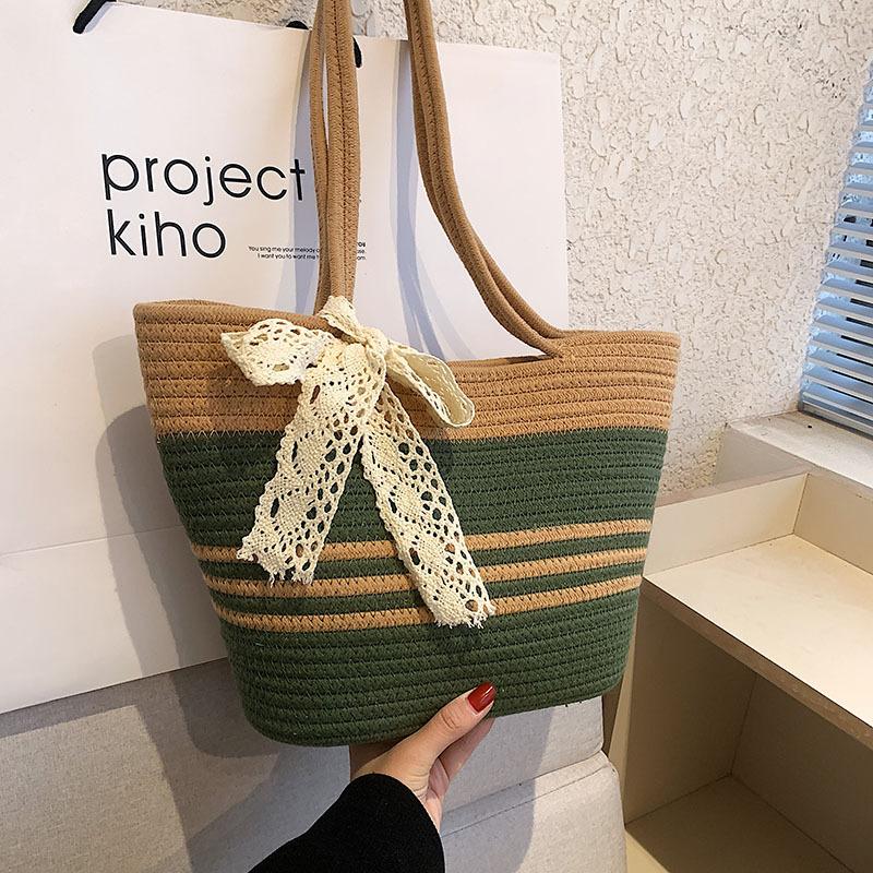 customized fashion hand-woven bag large capacity bag simple shoulder bag retro ladies bag all-match women handbag full figure