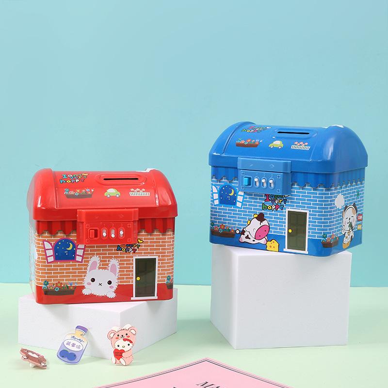 Creative House Tinplate Piggy Bank Password Coin Box Children Gift Storage Box Factory Wholesale details Picture