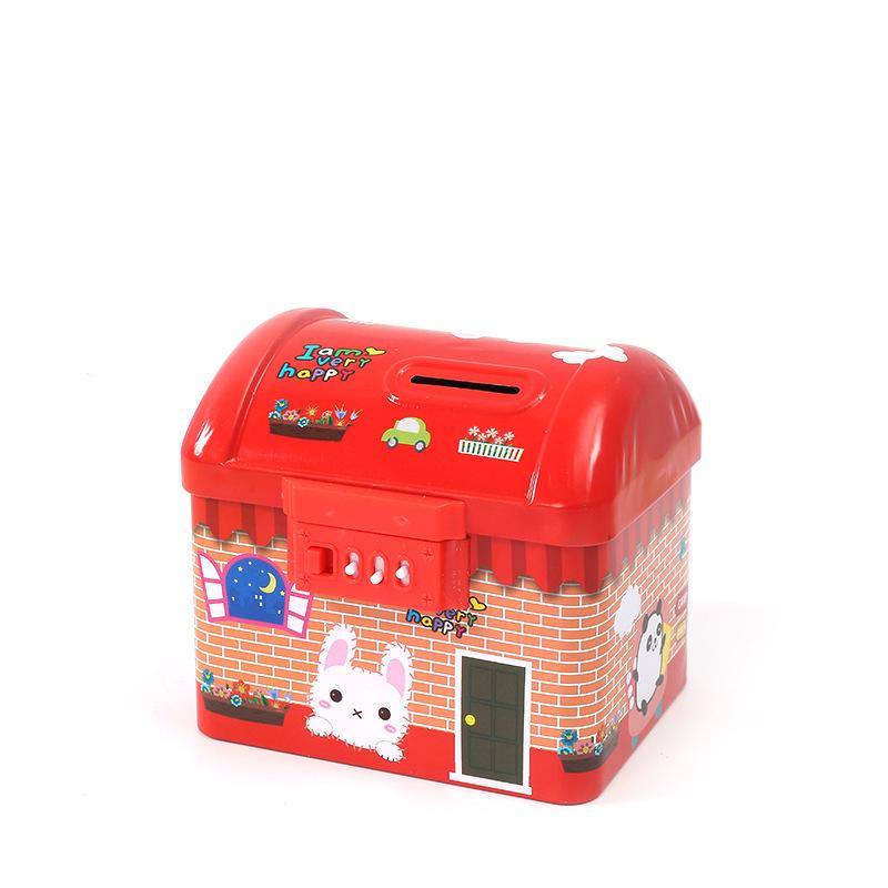 Creative House Tinplate Piggy Bank Password Coin Box Children Gift Storage Box Factory Wholesale Item Picture