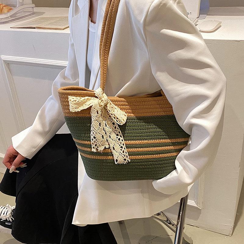 customized fashion hand-woven bag large capacity bag simple shoulder bag retro ladies bag all-match women handbag Specification drawing