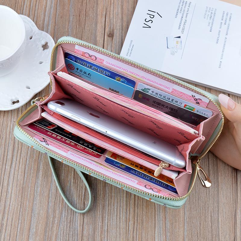new ladies' purse women's long zipper handbag korean style soft leather wallet large capacity small chrysanthemum wallet mobile phone bag Application Scenario