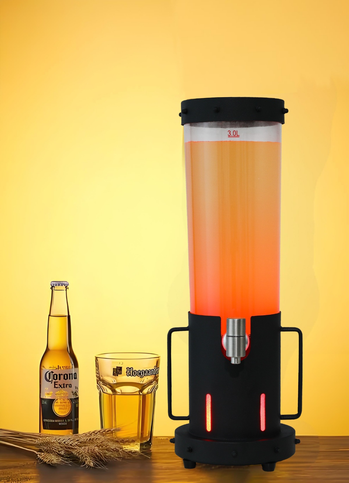 网红发光酒炮扎啤桶酒吧KTV啤酒桶带龙头3L可乐桶容器铁艺啤酒塔详情4