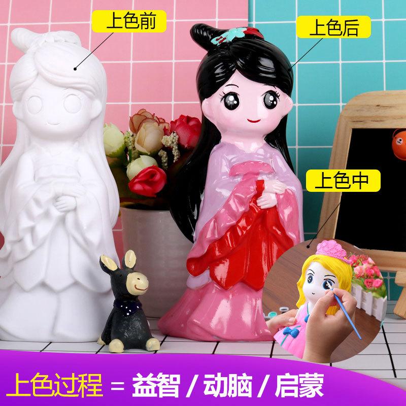 Coloring Non-Plaster Doll Stall Wholesale White Body Vinyl Painted Piggy Bank Large White Blank Children's Handmade Toys details Picture