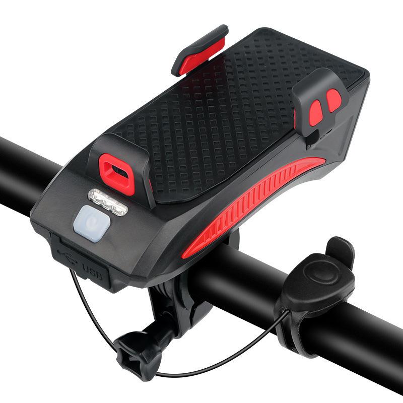 Bicycle Headlight Mobile Phone Bracket 3 Lamp Beads Road Car Horn Light Bicycle Equipment Lamp Charging Treasure Fixed Bracket Item Picture