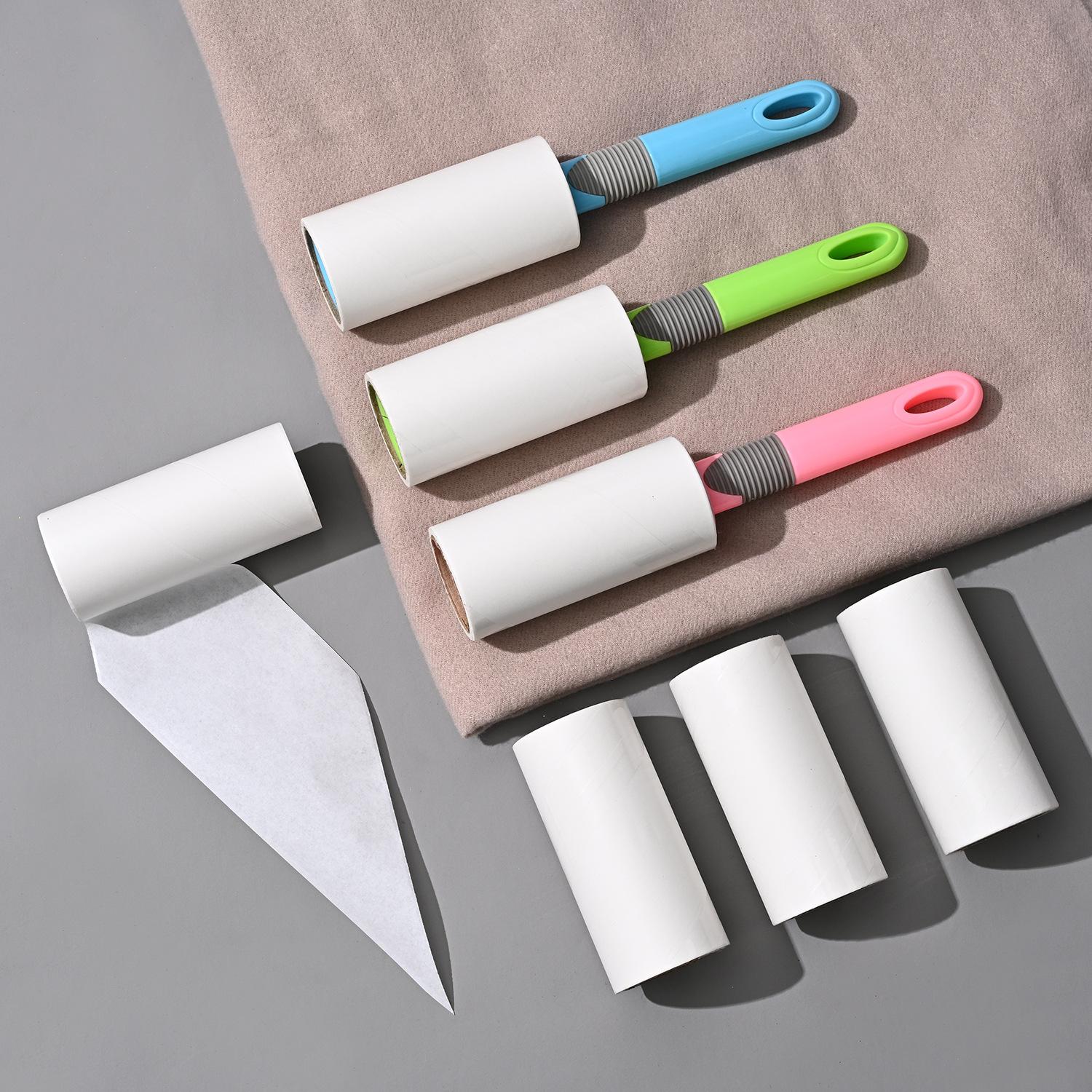 tearable lint remover roll paper dust eliminating hair collecting drum type sticky paper household hair remover replaceable paper core details Picture
