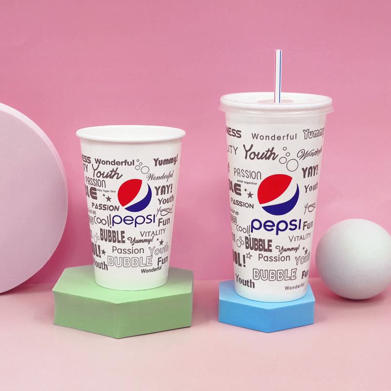 chinese style disposable paper cup thickened with cover heat insulation drink milk tea cola coffee takeaway cold drink paper cup Specification drawing
