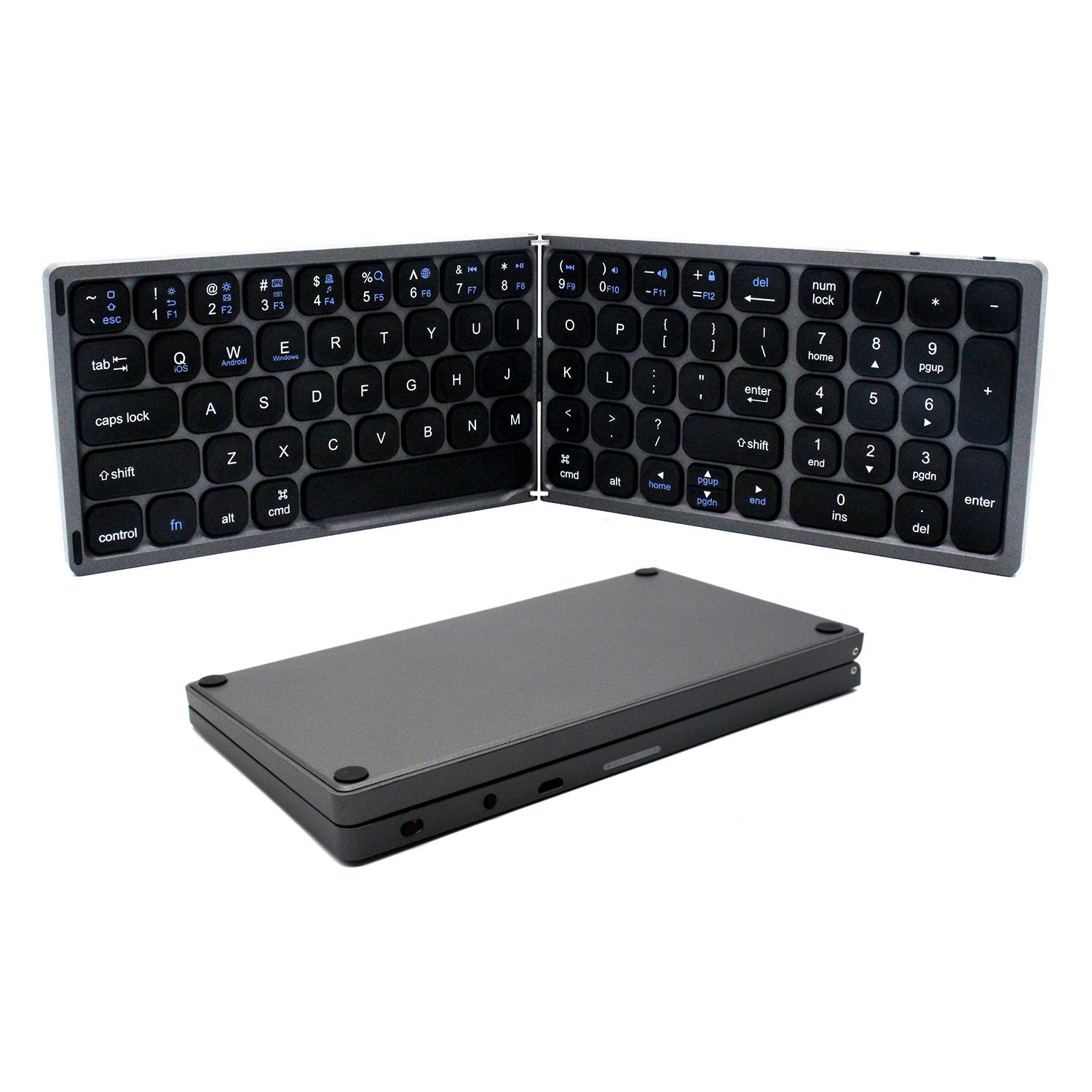 double-folding wireless bluetooth keyboard three-system mobile phone touch pad tablet computer general with digital area in stock Item Picture