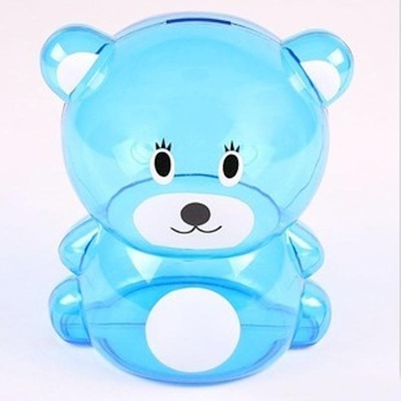 creative small sitting bear transparent piggy bank children cartoon plastic money box promotion opening gift wholesale details Picture