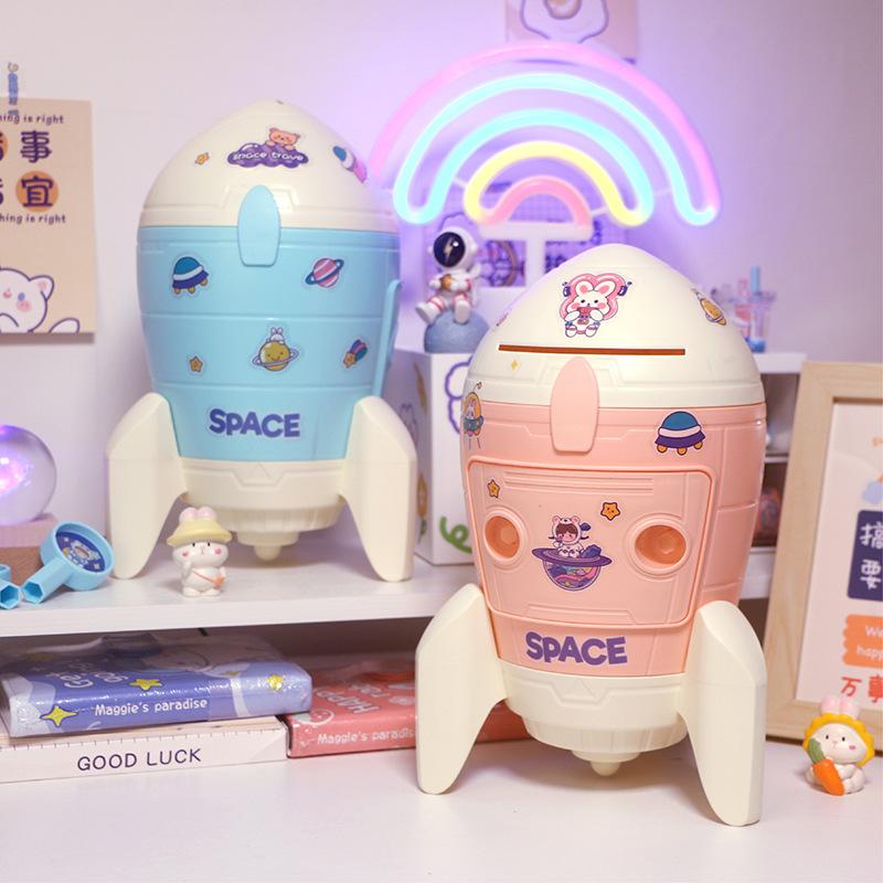 piggy bank children 2023 new piggy bank box girl boy toy cartoon space rocket supermarket cross-border full figure