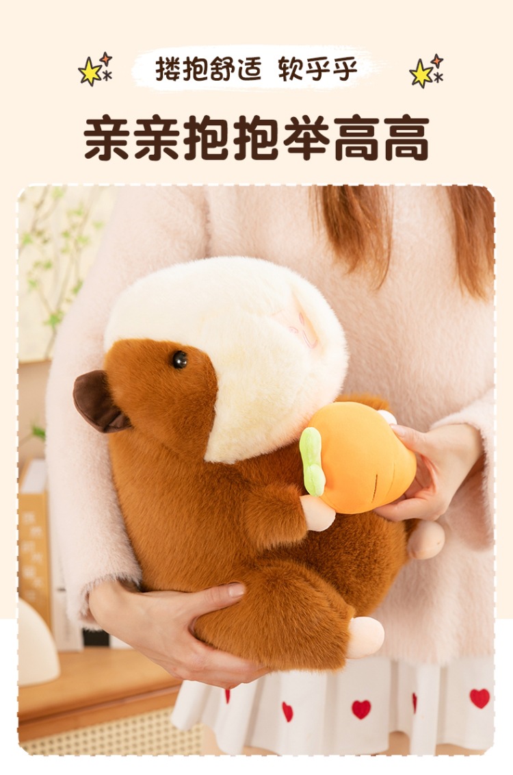 跨境卡皮巴拉抱枕荷兰猪玩偶毛绒玩具公仔布娃娃陪睡安抚玩偶水豚详情5