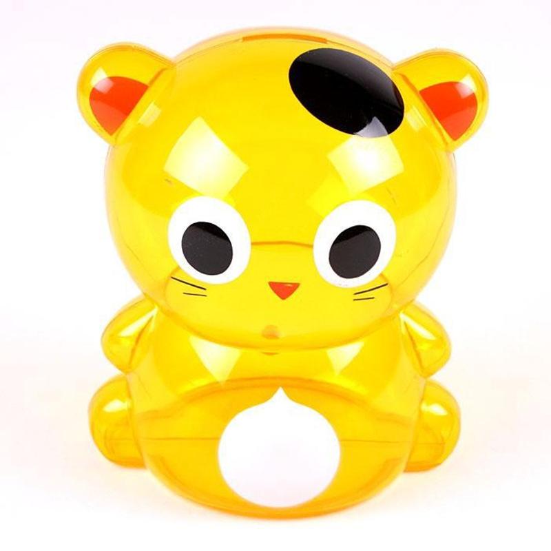 creative small sitting bear transparent piggy bank children cartoon plastic money box promotion opening gift wholesale Application Scenario