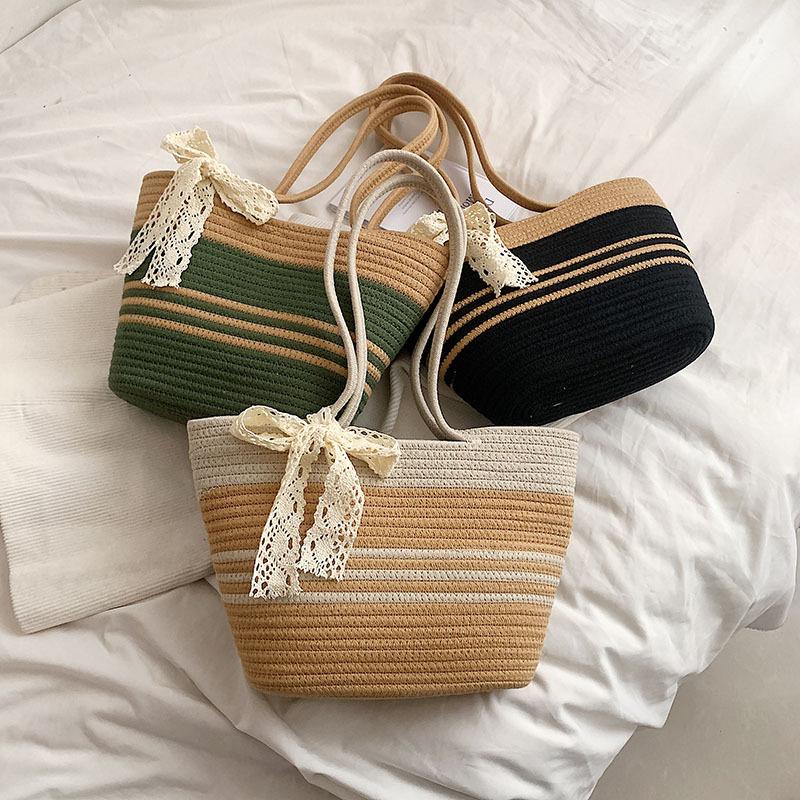 customized fashion hand-woven bag large capacity bag simple shoulder bag retro ladies bag all-match women handbag details Picture