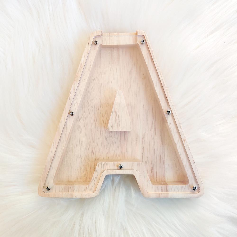 Cross-Border Ins Style Creative Home Piggy Bank Letter Decoration Simple Wooden Crafts Decorative Storage Tank Wholesale full figure