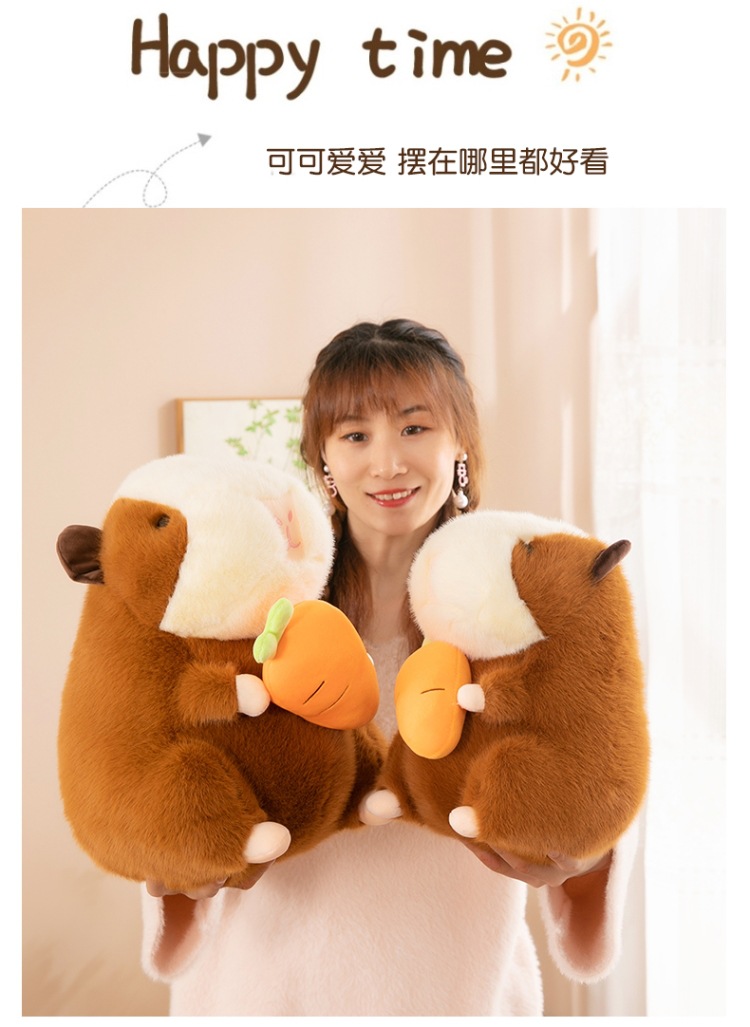 跨境卡皮巴拉抱枕荷兰猪玩偶毛绒玩具公仔布娃娃陪睡安抚玩偶水豚详情9