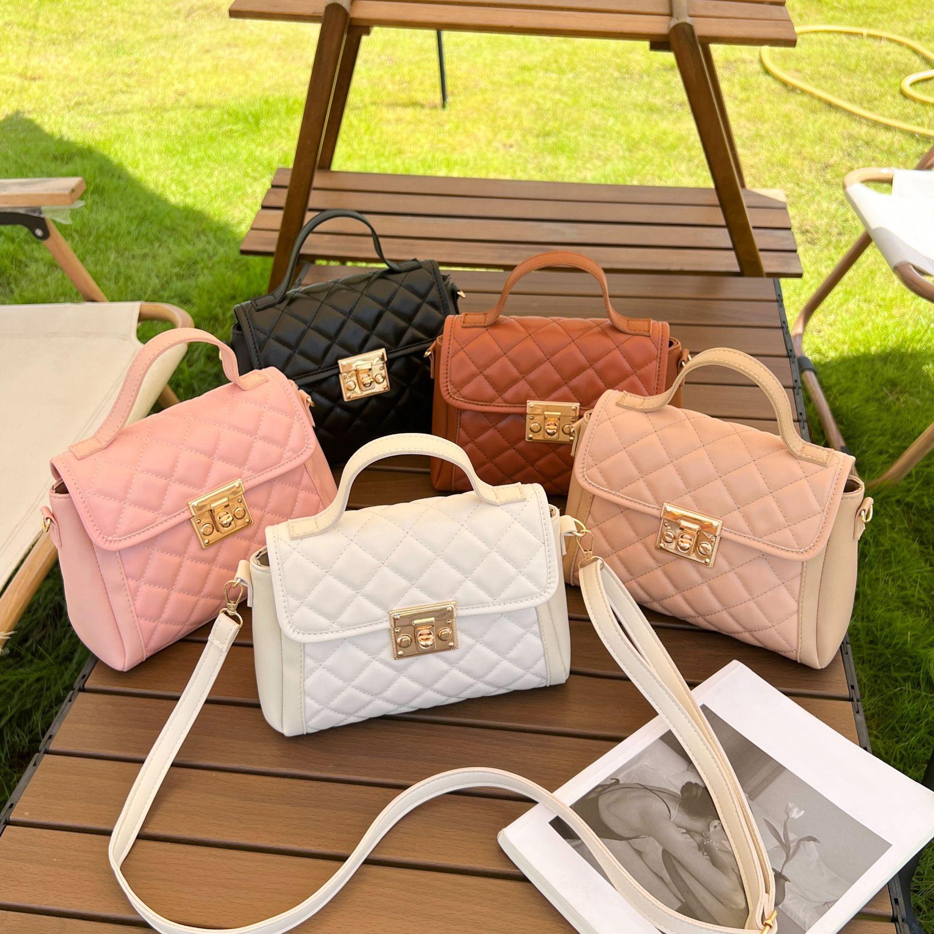 rhombus kelly bag 2023ladies bag special-interest design textured handbag korean style women's crossbody shoulder bag full figure