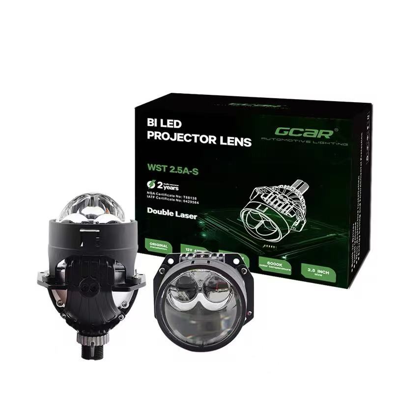 Automotive LED dual-lens laser headlights with integrated high and low beam upgrade intelligent headlight lens lamps