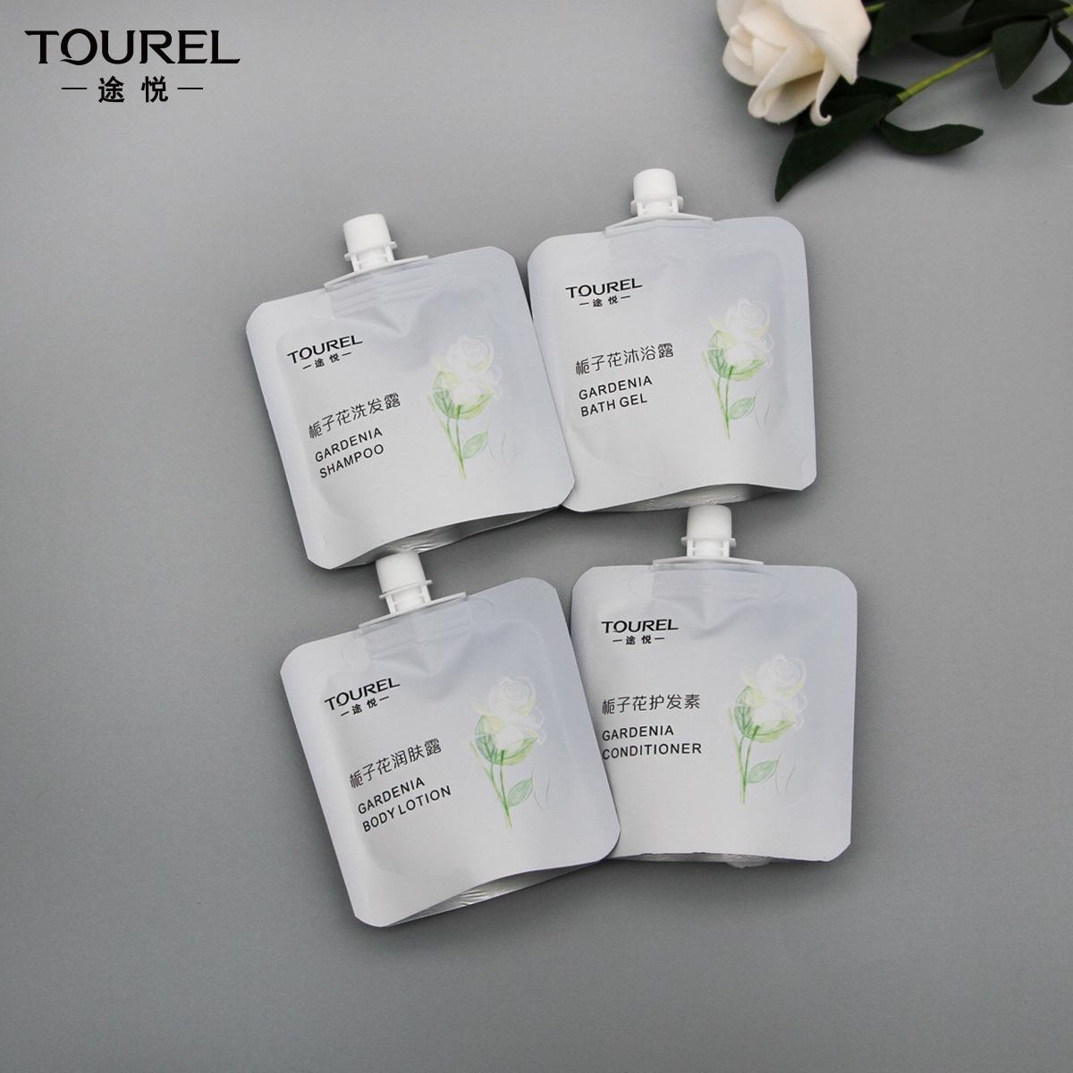 tourel hotel shampoo shower gel wholesale gardenia fragrance 30g nozzle bag hospital beauty salon shampoo details Picture