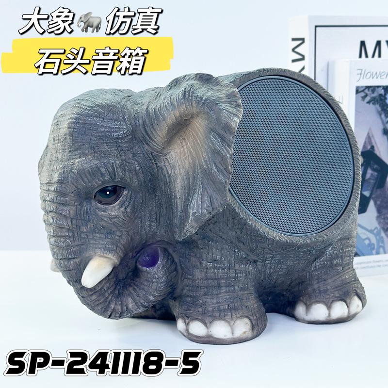new 4-inch solar elephant artificial stone bluetooth speaker home ornaments model outdoor subwoofer audio full figure